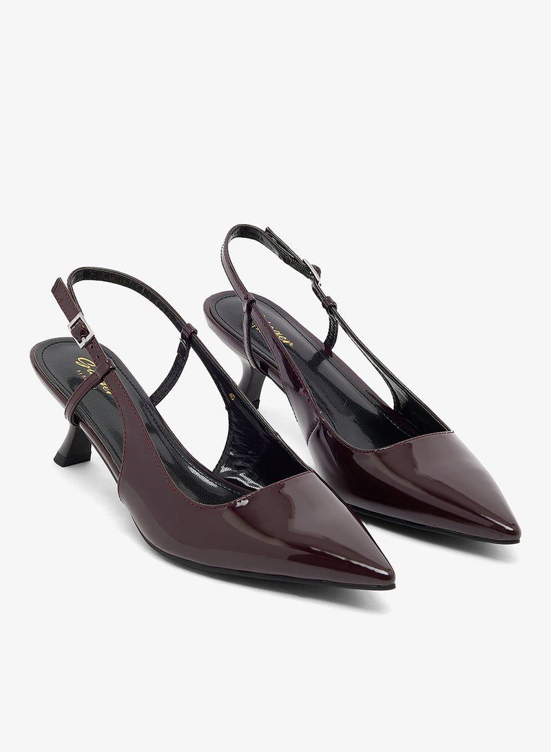 Ginger Sling Back Pumps With Kitten Heel - Image 4