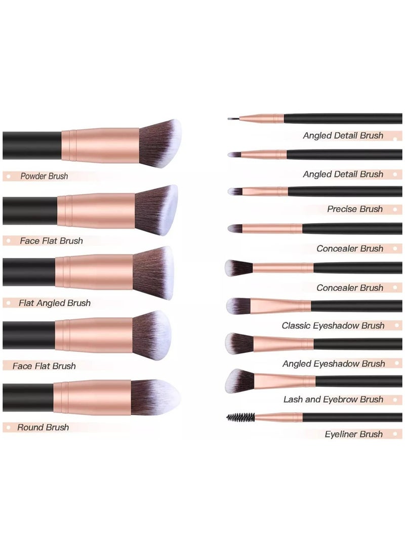 BLOOMING TIME 14pc Makeup Brush Set, Powder Brush, Blush Brush, Boundation Brush with Brush Bag, Beauty Tool - Image 2