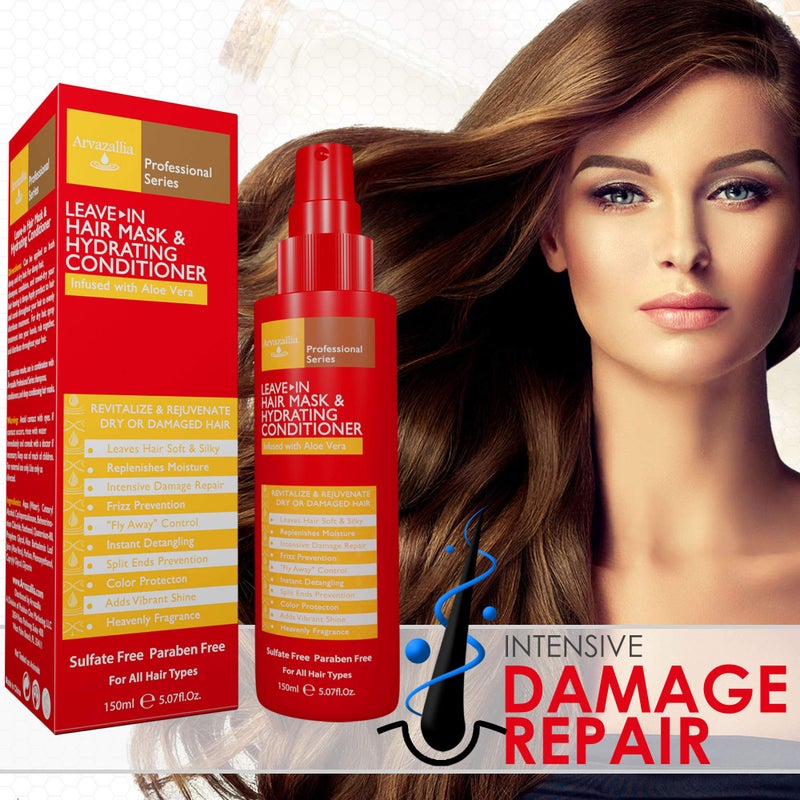 Arvazallia Leave-in Hair Mask and Hydrating Conditioner Spray for Dry or Damaged Hair - Professional Grade Leave-in Conditioner and Moisturizer - Image 4