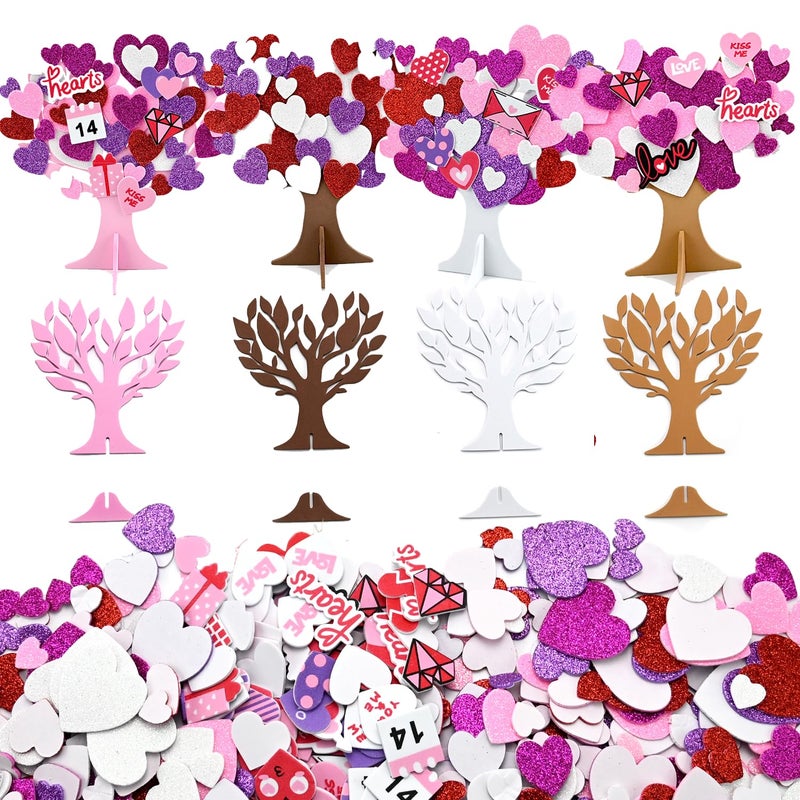 TINYFUTURE 18 Sets DIY Valentine's Day Foam Wreath Crafts Kits Decorations Self Adhesive Heart Sticker Love Heart Letter Shiny Sticker for Kids Party Favors Fun Classroom Home Activities - Image 1