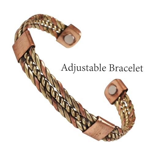 Touchstone Handcrafted Braided Copper Brass Multi Layer Magnetic Hand Forged With Solid High Gauge Tibetan Minimalistic Elegance Bracelet In Two Tones For Men And Women. - Image 3