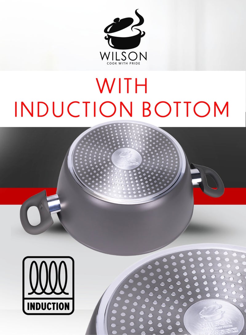 ويلسون طقم أواني طهي من الألومنيوم 7 قطع - قاعدة حثية، غير لاصقة، خالية من حمض PFOA، أوانٍ ومقالي مع أغطية لجميع أنواع المواقد. - Image 3