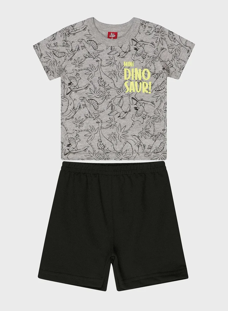 Bee Loop Infant Dino Print T-Shirt & Shorts Set