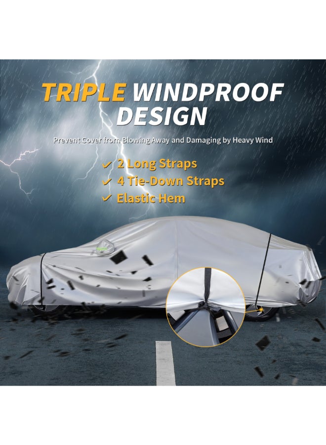 WAGAN Triple Windproof Design All Weather Protection Car Cover Light Grey 120 x 200 x 520 cm #5104-2 - Image 5