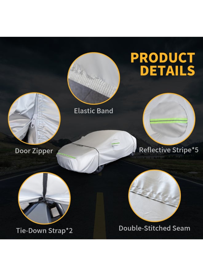 WAGAN Triple Windproof Design All Weather Protection Car Cover Light Grey 120 x 200 x 520 cm #5104-2 - Image 2