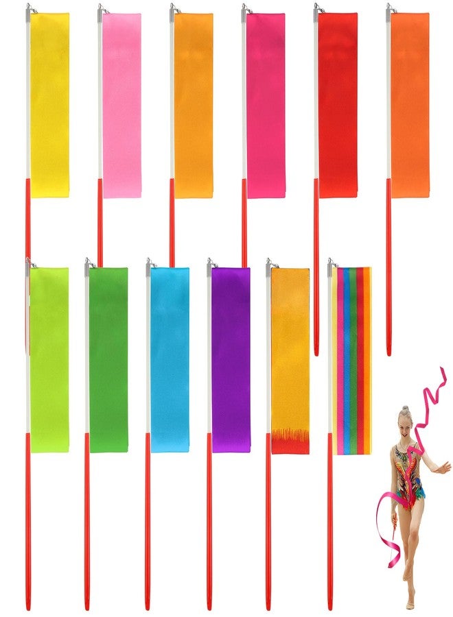 Okxiri 12 Pack Dance Ribbons for Kids, Dance Class, Birthday Party, Gymnastics, Princess Party Favors (Rainbow) - Image 1