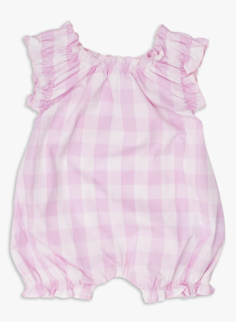 MOON 100% Cotton  Romper 6-9M Pink - Pink Gingham - Image 2