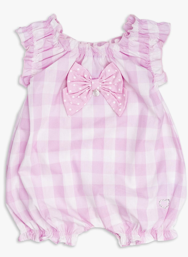 MOON 100% Cotton  Romper 6-9M Pink - Pink Gingham - Image 1