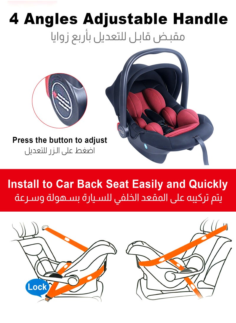 ULHYC 3 in 1 Multi Purpose Baby Carry Cot and Car Seat With Handle, Canopy, Adjustable Handle, 3 Point Safety Belt Rocker for Infant Baby Carry Cot for Newborn Baby 0 to 15 Months Black  - Image 3