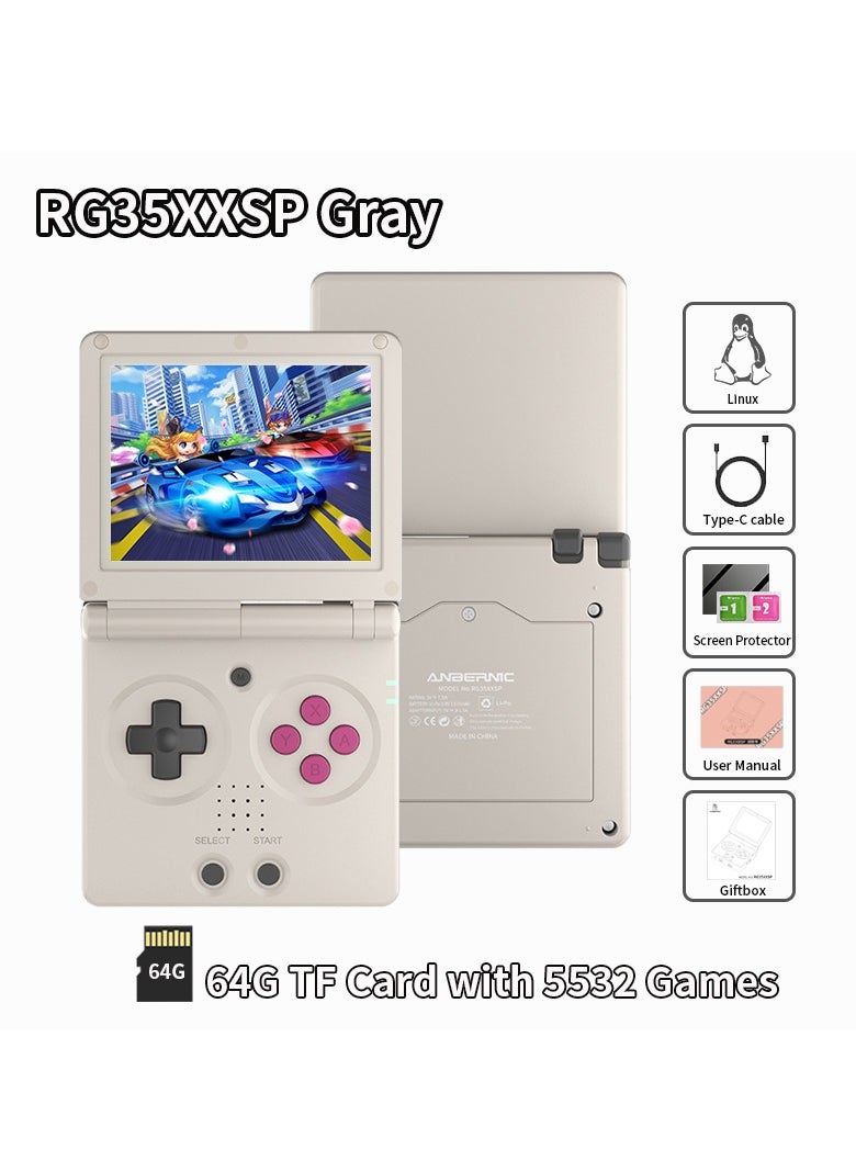 جهاز ألعاب محمول RG35XXSP Retro Flip ، شاشة IPS بحجم 3.5 بوصة ، مشغل ألعاب فيديو Linux H700 ، دعم تدفق WIFI Bluetooth (رمادي ، 64 جيجابايت) - pzsku/Z3F3297A73443189FD041Z/45/_/1730099417/cccba629-4ba7-4637-a3ff-0b6875eb0034