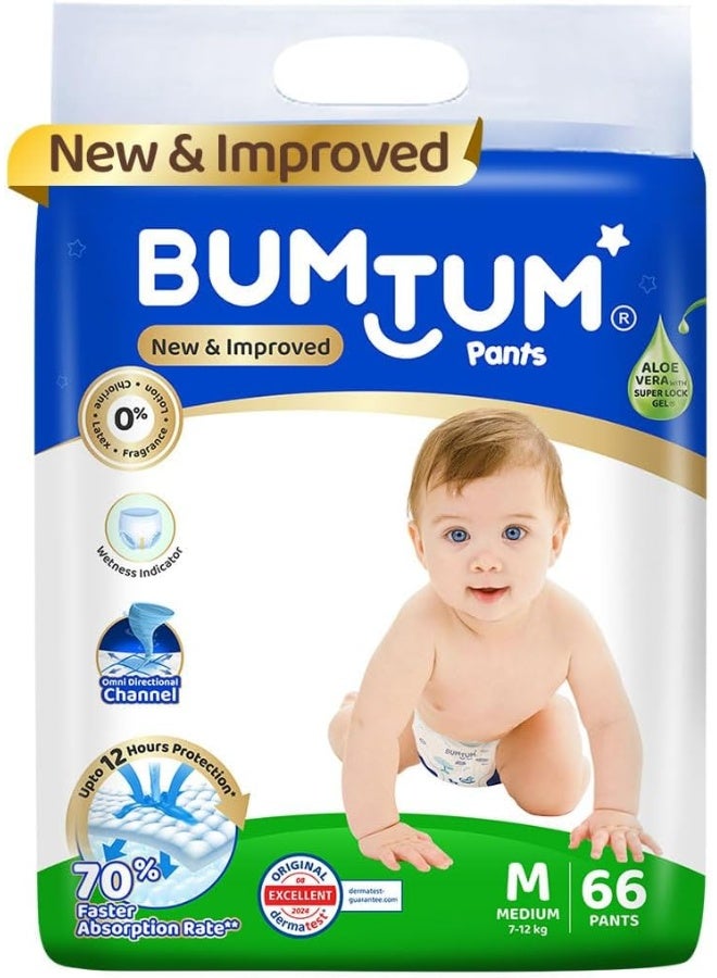Bumtum Baby Diaper Pants with Leakage Protection -7 to 12 Kg (Medium, 66 Count, Pack of 1) - Image 1