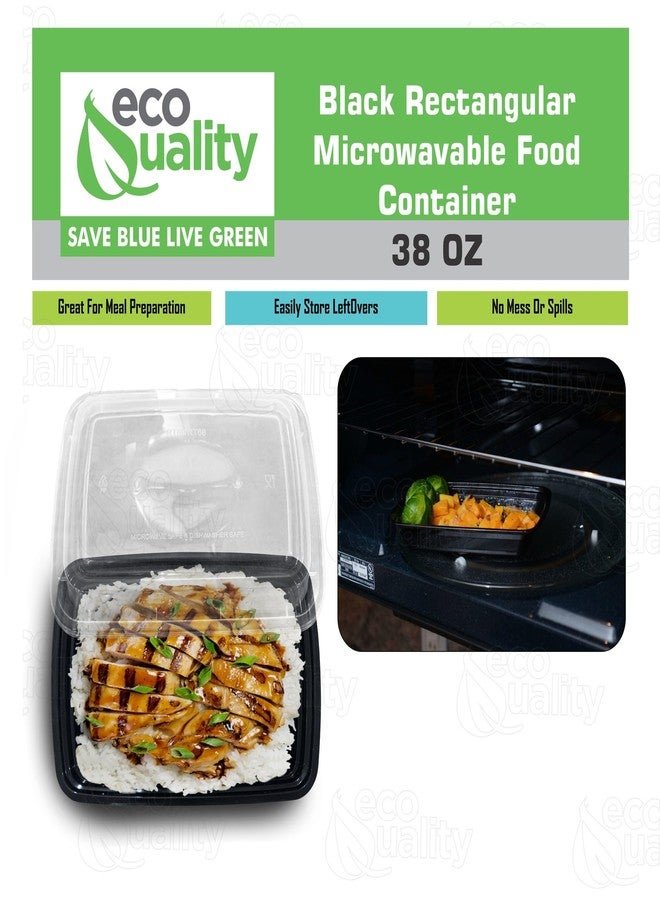 EcoQuality 38 oz Reusable Food Storage 25 Pack Containers with Lids by EcoQuality - Rectangular BPA Free Freezer, Microwave & Dishwasher Safe - Airtight & Watertight Stackable, Lunch Meal Prep, To-Go, Bento Box - Image 5