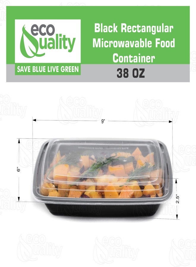 EcoQuality 38 oz Reusable Food Storage 25 Pack Containers with Lids by EcoQuality - Rectangular BPA Free Freezer, Microwave & Dishwasher Safe - Airtight & Watertight Stackable, Lunch Meal Prep, To-Go, Bento Box - Image 3