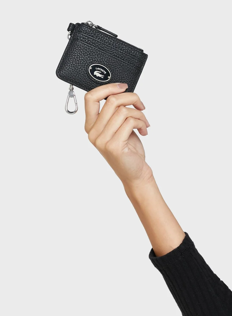 LACOSTE Snap Hook Grained Card Holder