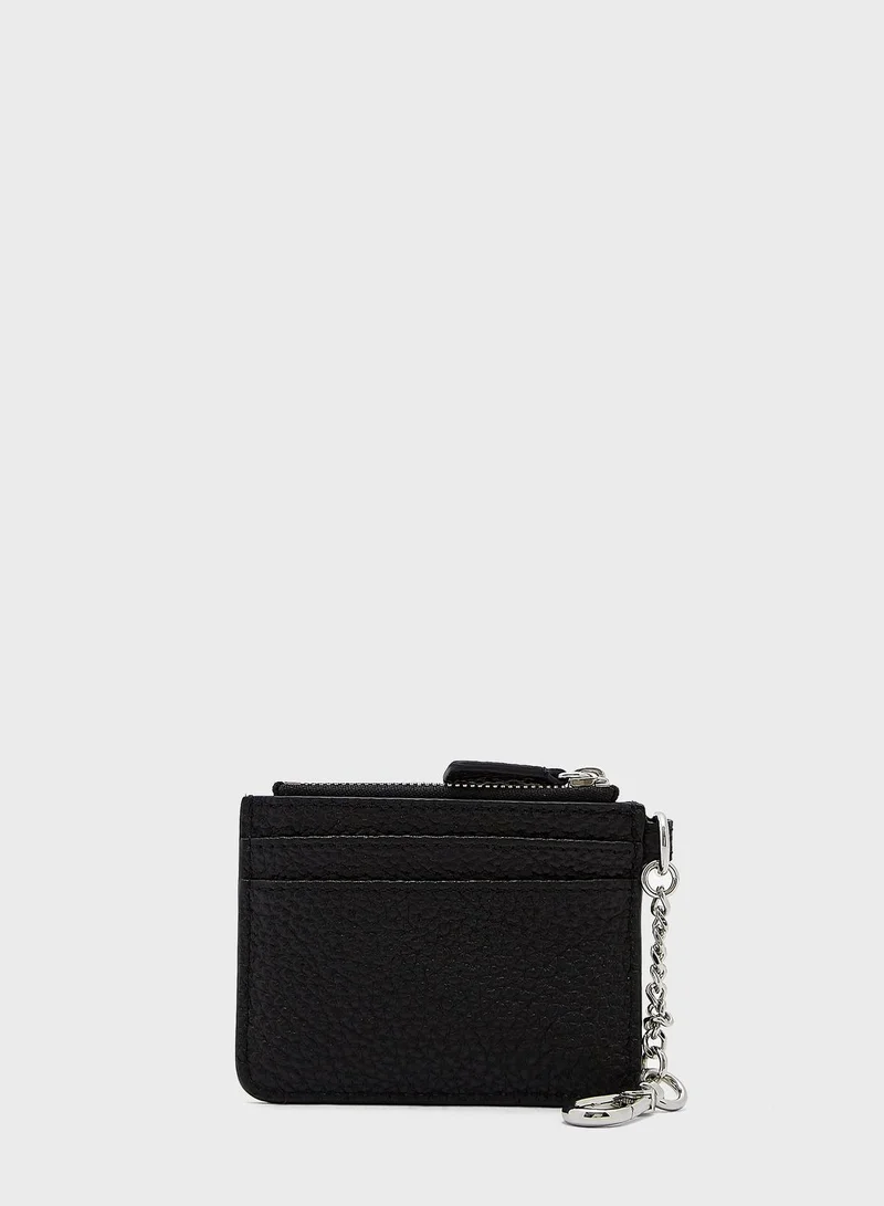 LACOSTE Snap Hook Grained Card Holder