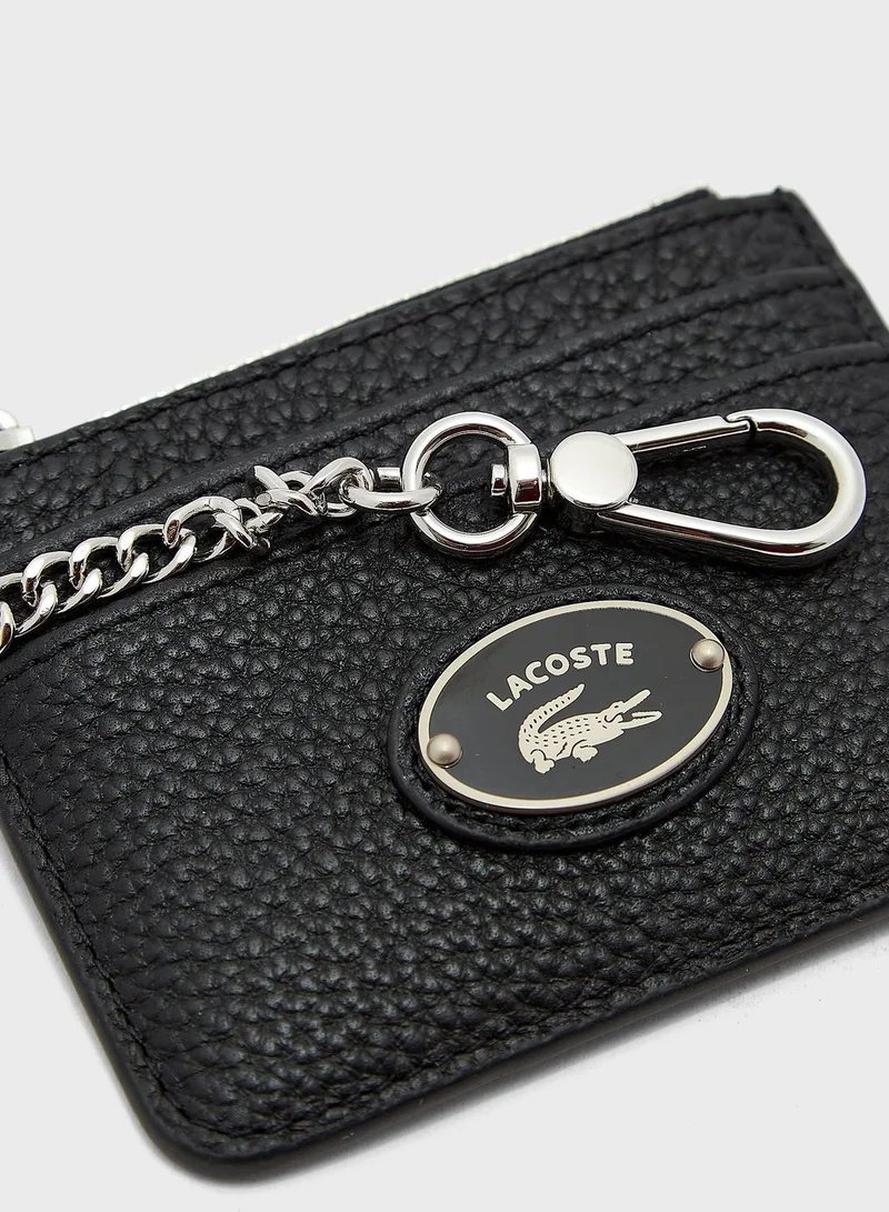 LACOSTE Snap Hook Grained Card Holder