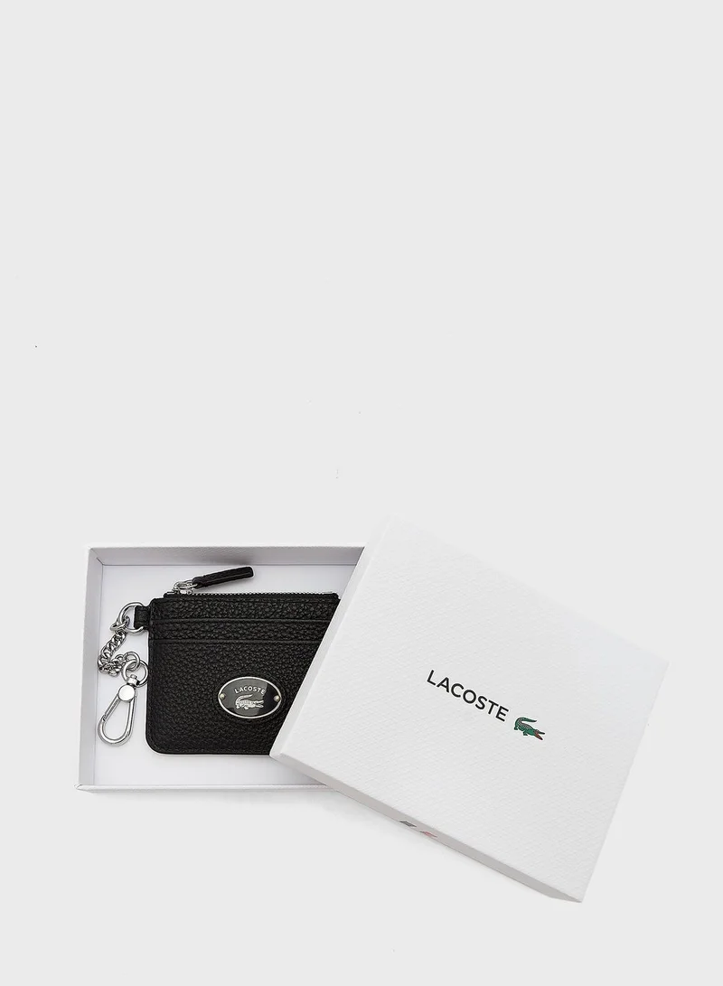 LACOSTE Snap Hook Grained Card Holder
