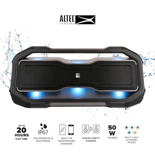 Altec Lansing - ROCKBOX Wireless Bluetooth Speaker, Portable Waterproof Speaker with 20 Hour Playtime and 5 Illuminating LED Light Modes, Floating Wireless for Indoors and Outdoors - Image 2