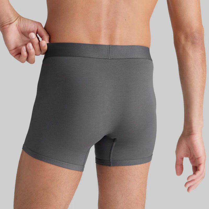 Tommy John Menâ€™s Trunk 4" Underwear, Supima Cool Cotton Boxer Briefs with Supportive Contour Pouch, Dry Pima Cotton Blend, Soft Breathable Waistband, Quick Dry, Black/Iron Grey/Navy, Medium, 3 Pack - Image 3