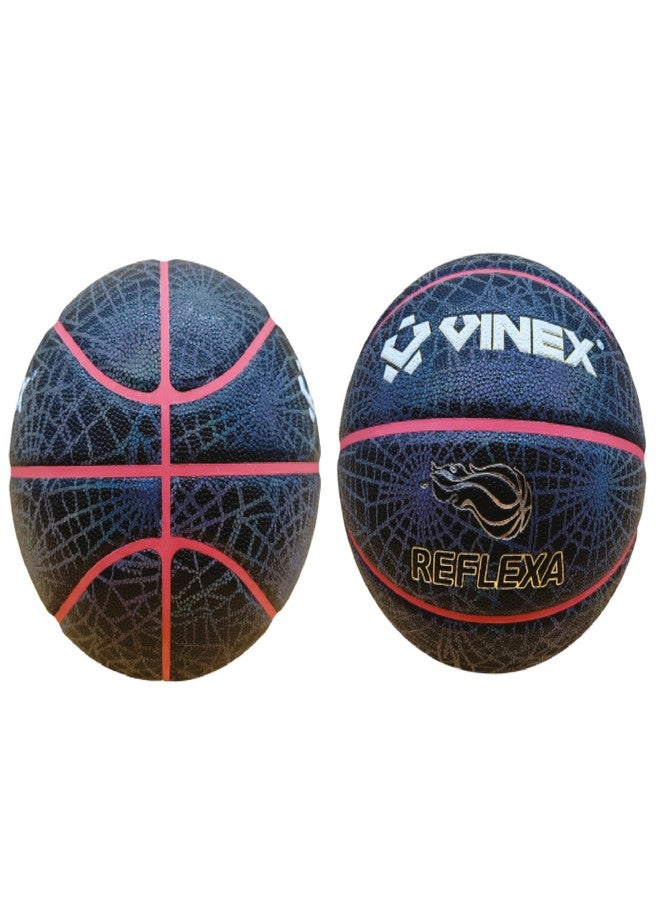 Vinex Basketball Reflexa, Made of Super Thick Hi-Grade PU with Reflective Effect, Suitable for Indoor-Outdoor Competition, Practice, Training for All Ages Players Kids, Teens, and Adults (Size: 5) - Image 4