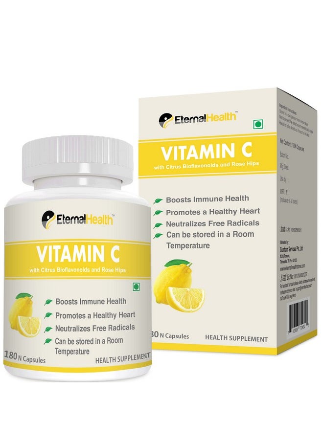 EternalHealth Vitamin C (High Potency Form) - 180 Capsules With Citrus Bioflavanoids & Rose Hips - 180 Veg Capsules  - Image 2