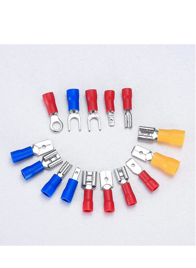 280Pcs Assorted Insulated Electrical Wire Crimp Connectors Kit – Brass Terminals – U Type, Ring, Fork, Sword – Red/Blue/Yellow  - Image 3