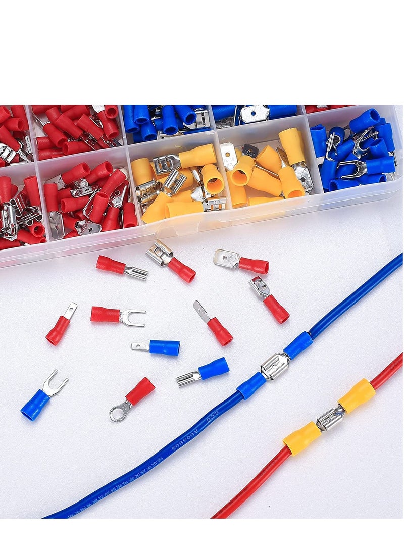 280Pcs Assorted Insulated Electrical Wire Crimp Connectors Kit – Brass Terminals – U Type, Ring, Fork, Sword – Red/Blue/Yellow  - Image 4