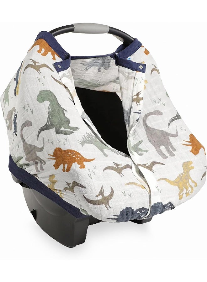 Little Unicorn Breathable Car Seat Canopy | Magnetic Closure Cover & Universal Fit | Protection & Privacy for Baby (Dino Friends) - Image 2