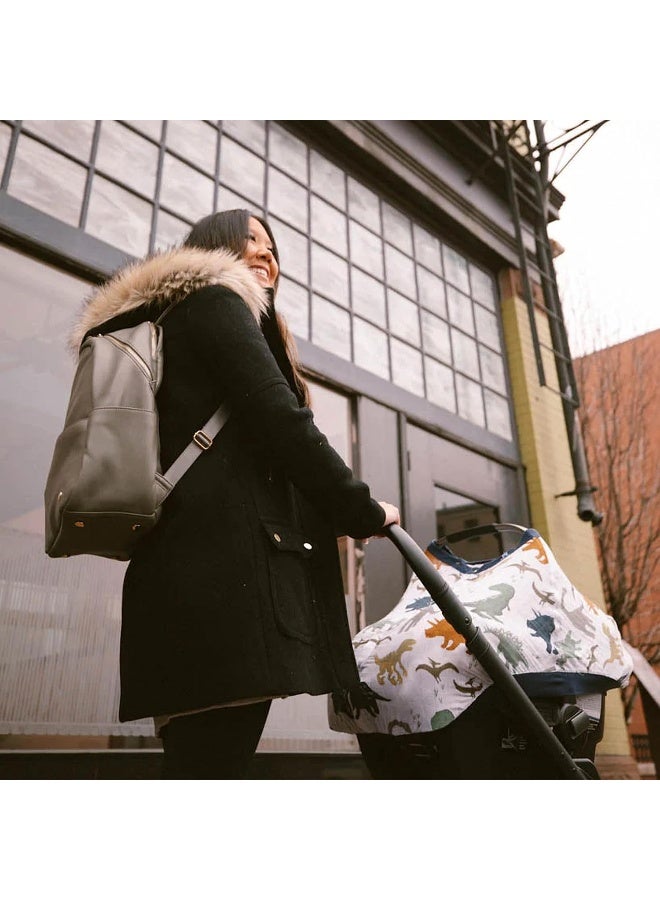 Little Unicorn Breathable Car Seat Canopy | Magnetic Closure Cover & Universal Fit | Protection & Privacy for Baby (Dino Friends) - Image 5