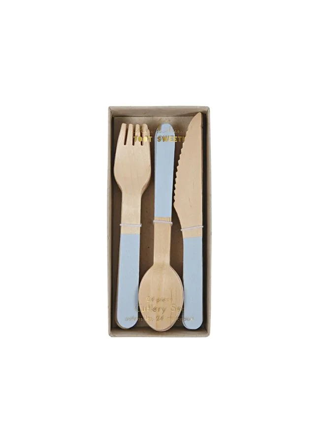 Meri Meri Soft Blue Wooden Cutlery Set