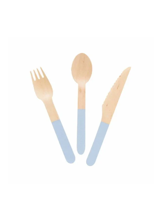 Meri Meri Soft Blue Wooden Cutlery Set