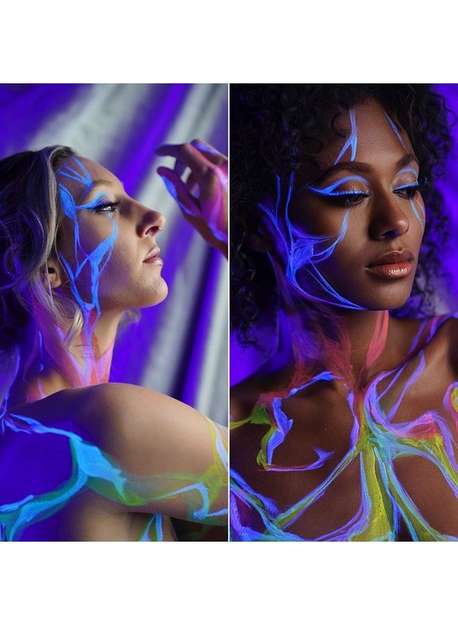 mehron Makeup Paradise AQ Face & Body Paint 8 Color Palette (Neon UV Glow) - Face, Body, Black Light Makeup Palette, Special Effects, UV Glow, Rave Accessories, Halloween, and Cosplay - Image 4