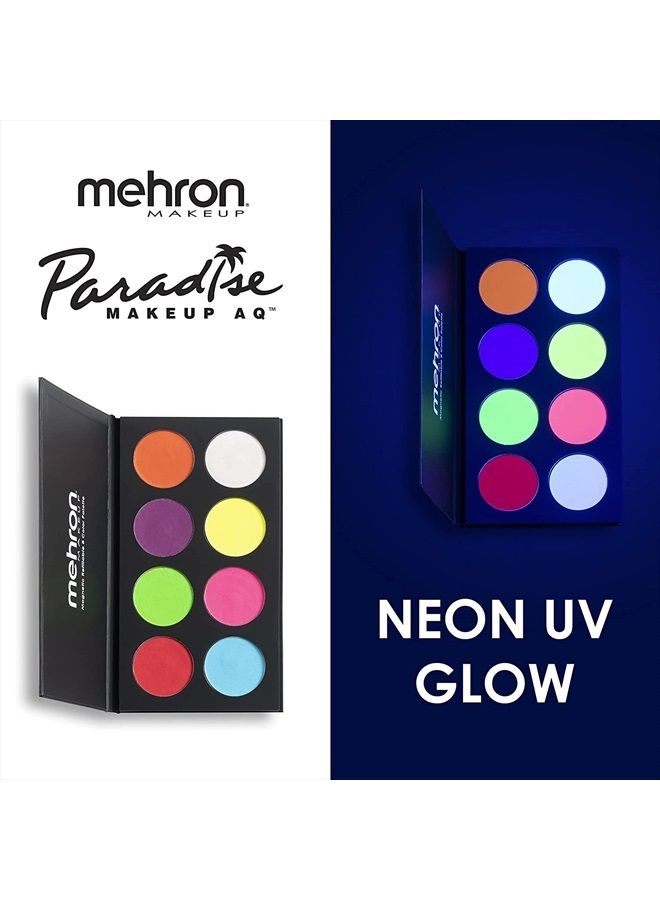 mehron Makeup Paradise AQ Face & Body Paint 8 Color Palette (Neon UV Glow) - Face, Body, Black Light Makeup Palette, Special Effects, UV Glow, Rave Accessories, Halloween, and Cosplay - Image 3