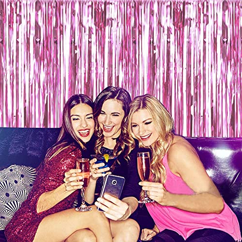 flavouredlove Foil Fringe Curtain(s) 3x6 Feet for Birthday, Anniversaries, Graduation, Retirement, Baby Shower Decoration (Pack of 1, Pink) - Image 3