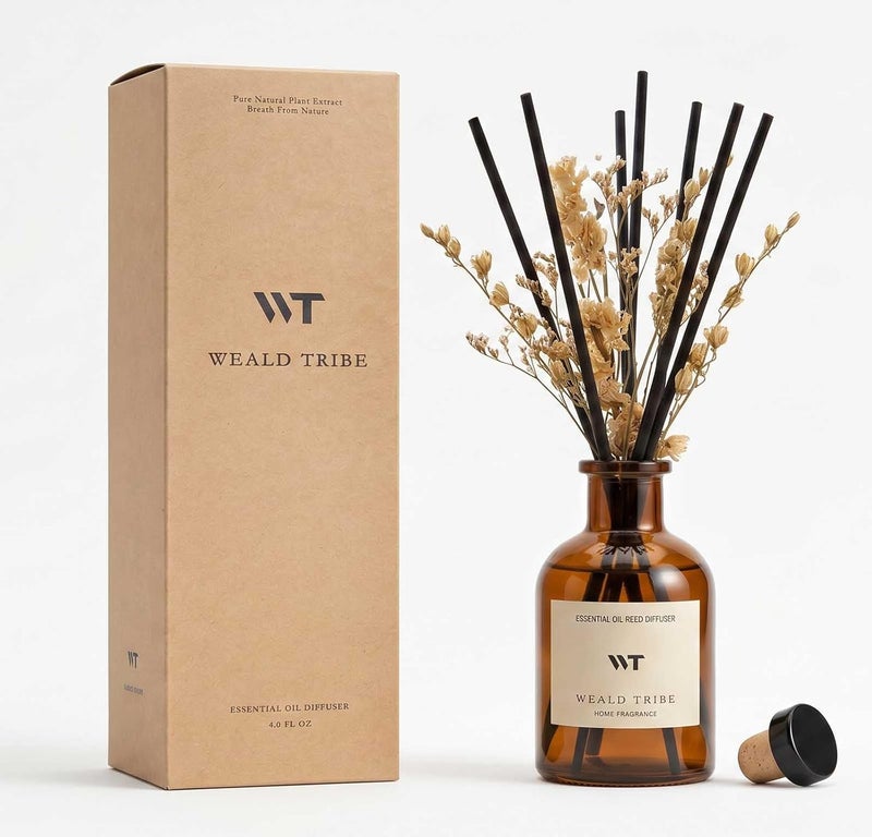 WEALD TRIBE Reed Diffuser Set for Bathroom Shelf Decor, Sticks Diffuser with Essential Oils Included | Early Summer Gardenia Scent 4.0 fl oz Fragrance Oil | Defusers for Home Apartment Essentials - Image 1