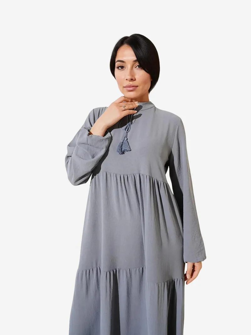 Big Dart Grey BDART Maxi Dress with Bow Detail for Women | Best Price UAE