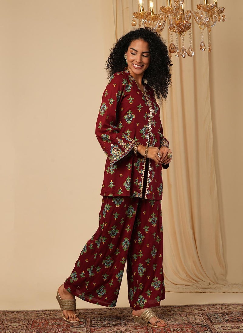 Globus Women Floral Printed Tunic With Palazzo - Image 3