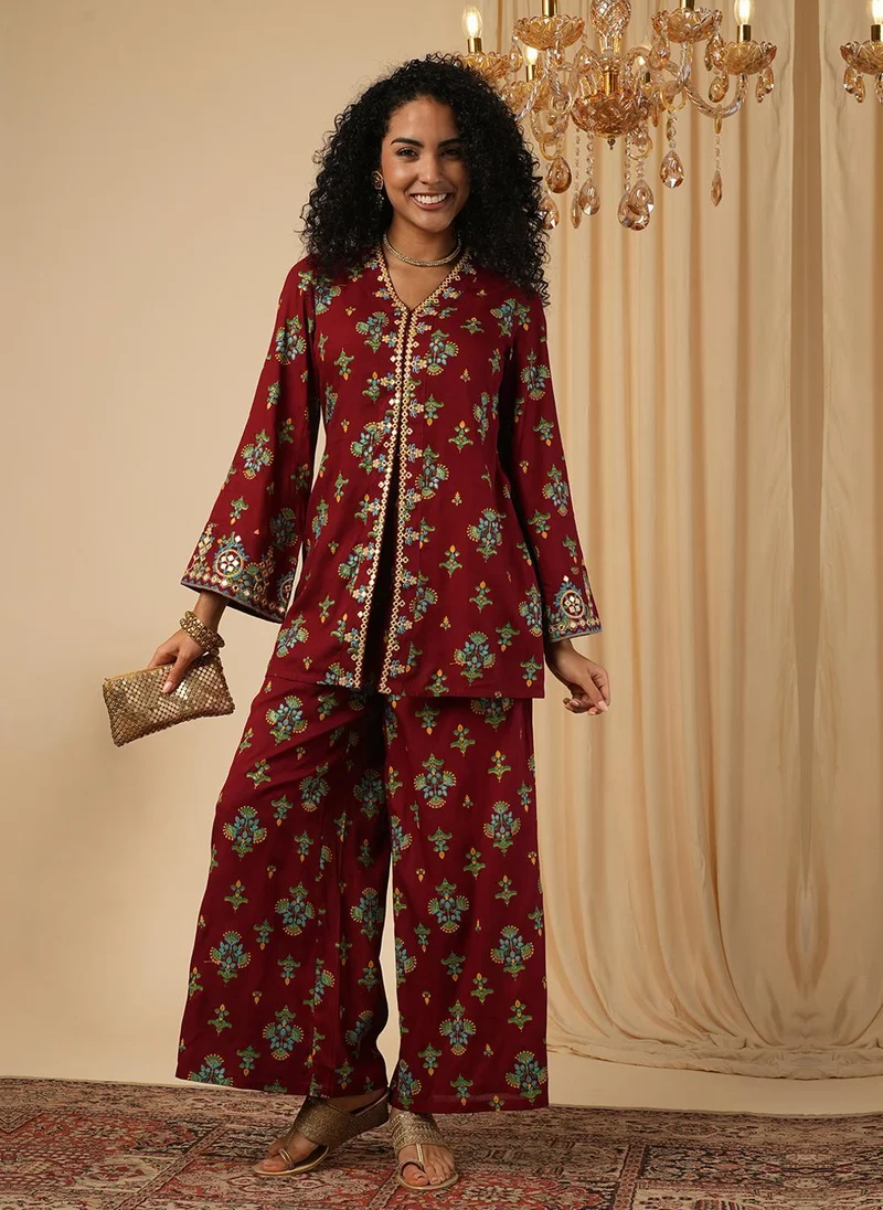 globus Globus Women Floral Printed Tunic With Palazzo