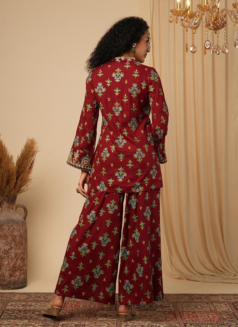 Globus Women Floral Printed Tunic With Palazzo - Image 4