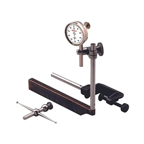Starrett مجموعة مؤشر اختبار دial العالمي من ستاريت مع مكبس خلفي - وجه أبيض، قراءة 0-100، نطاق 0-0.2"، تخرج 0.001"، قطر عمود 1/4" للتثبيت - 196A1Z - Image 1