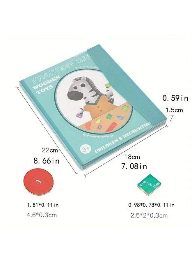Green Magnetic Wooden Fraction Book Set Math Learning Educational Toys For Children - Image 4