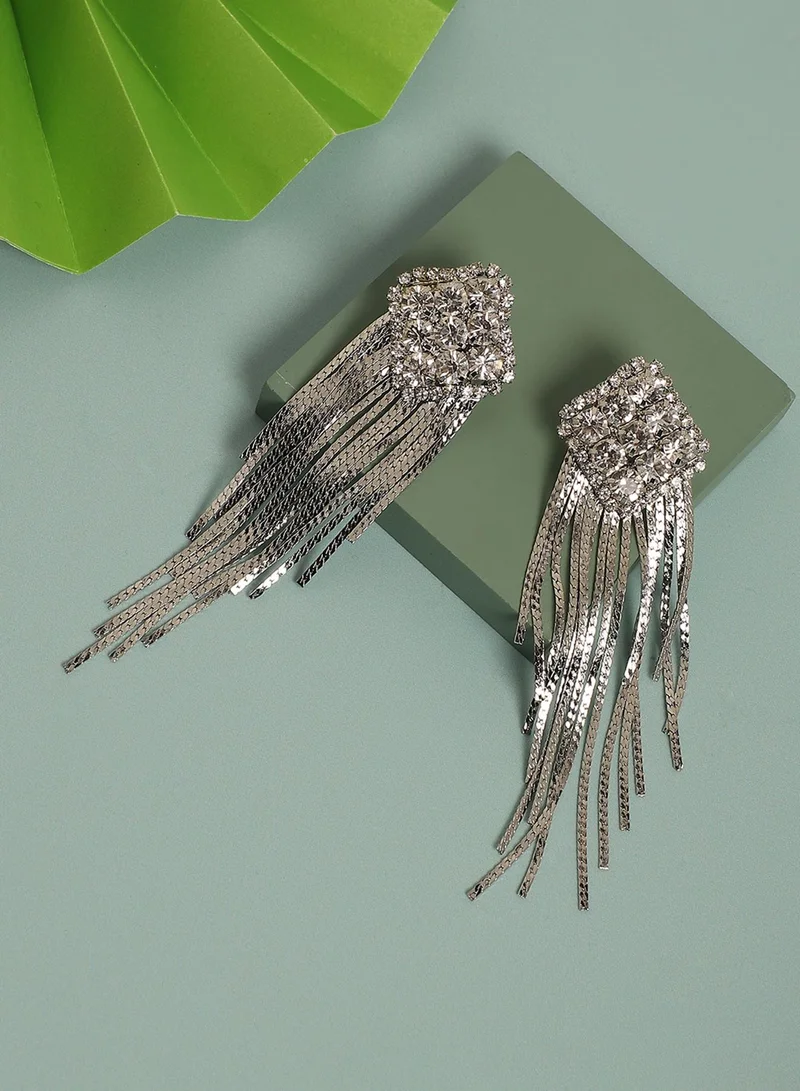 SOHI Radiant Rain Sparkling Artificial Drop Earring Jewellery