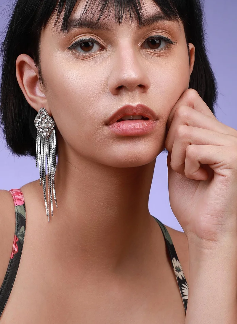 SOHI Radiant Rain Sparkling Artificial Drop Earring Jewellery
