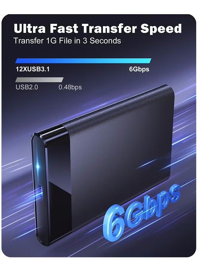 2.5'' External Hard Drive Enclosure, 6Gbps USB C 3.1 Gen 2 to SATA III Tool-Free External Hard Drive Case for 7mm/9.5mm 2.5 inch SSD HDD with UASP, Compatible with WD Toshiba Samsung PS4 Xbox  - Image 2