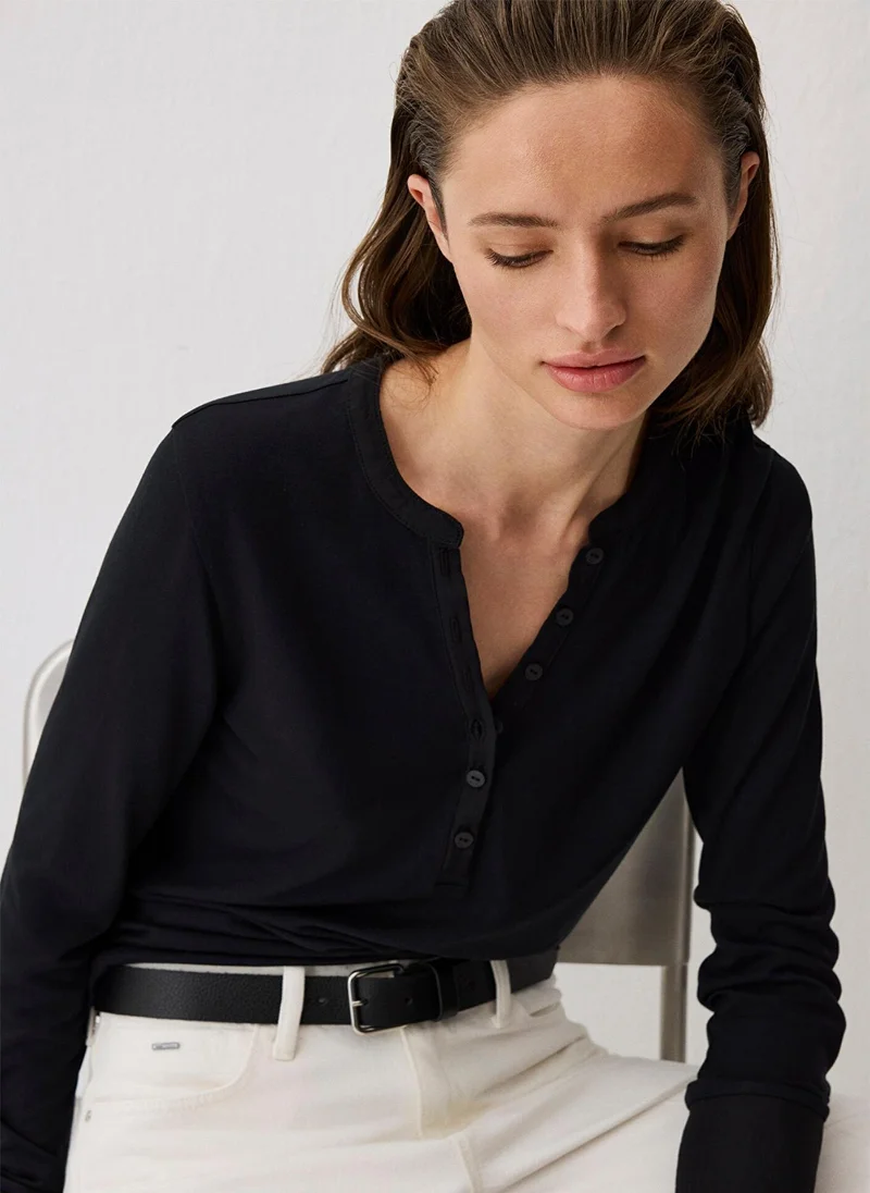 MAVI Black Modal Blend Long-Sleeve Basic T-Shirt
