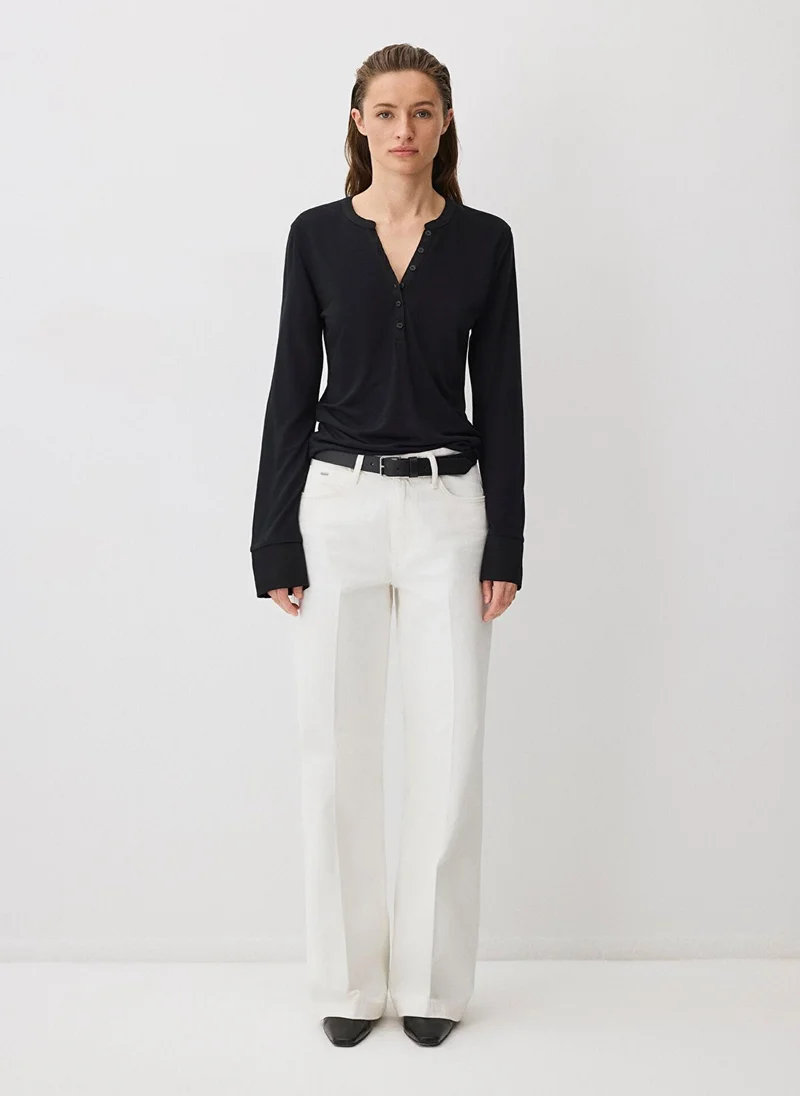 MAVI Black Modal Blend Long-Sleeve Basic T-Shirt