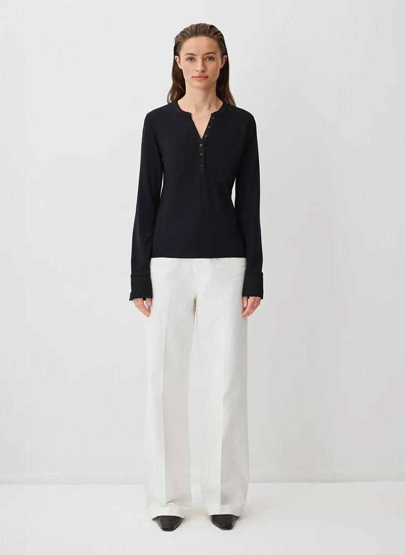 MAVI Black Modal Blend Long-Sleeve Basic T-Shirt