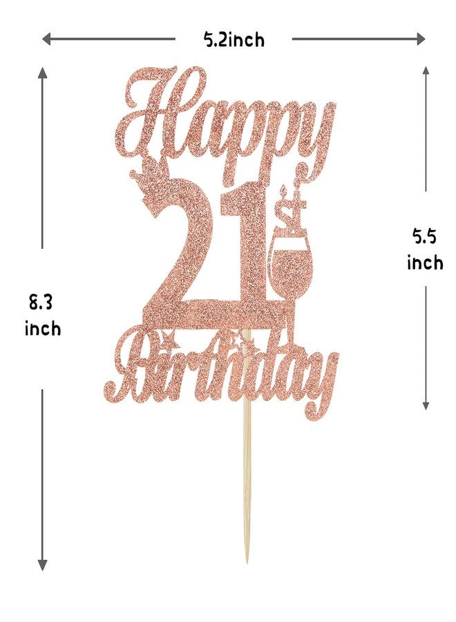 Festiko®Rose Gold 21st Glitter Cake Topper-Happy 21st Birthday Party Cake Decor-Party Decoration for 21st Birthday - Image 5
