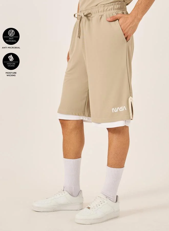 Nasa Print Oversized Dual Layered Shorts