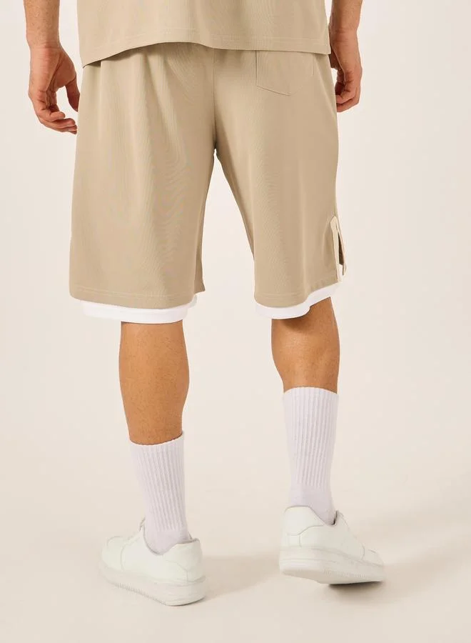 Styli Active  Nasa Print Oversized Dual Layered Shorts for Men | Best Price UAE